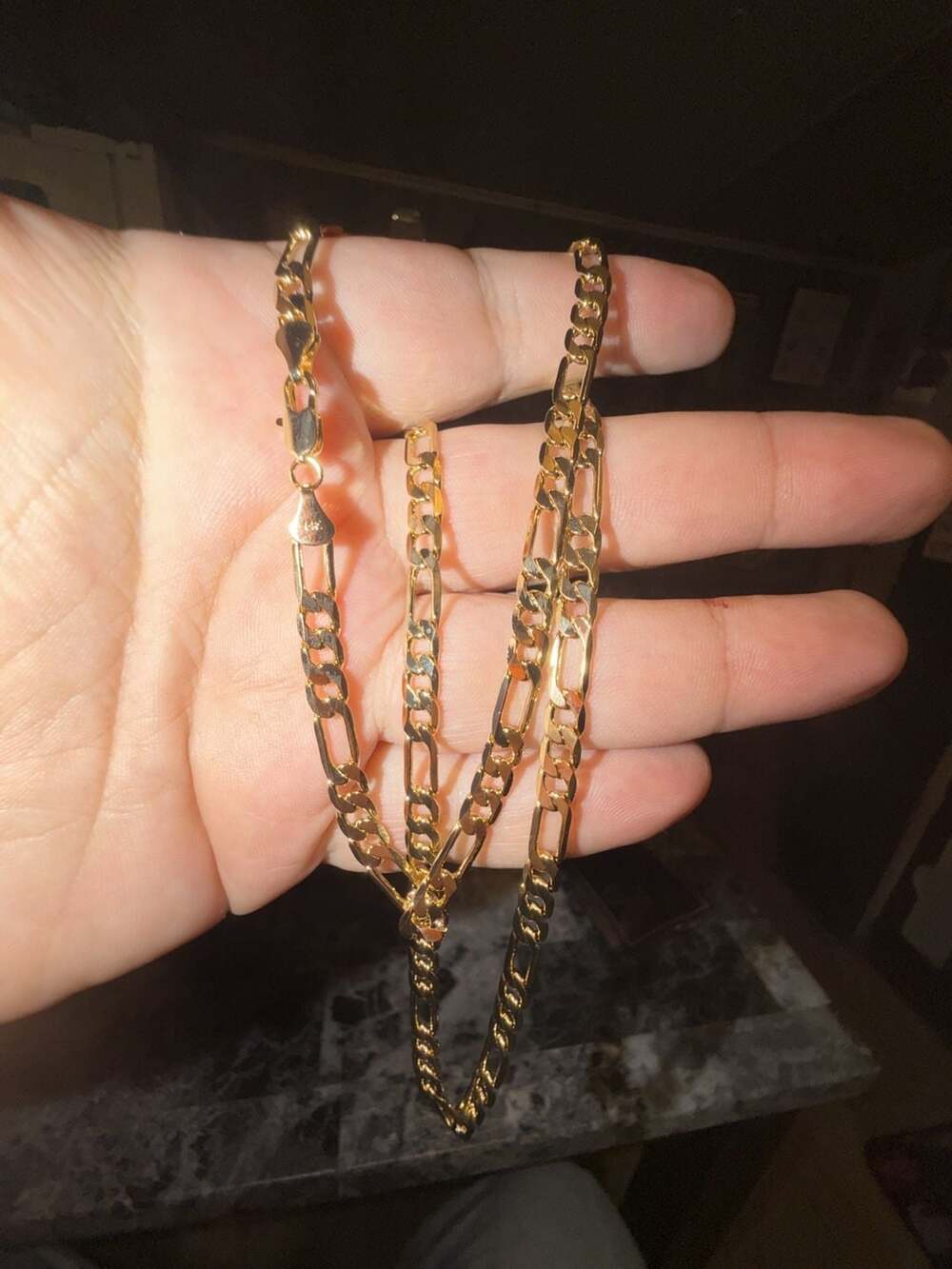 14K Yellow Gold plated Figaro Link Chain 24 inch